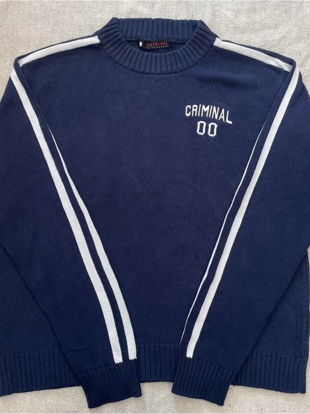 Criminal 00 Striped Heavy Knit Sweater - Picture 2 of 4